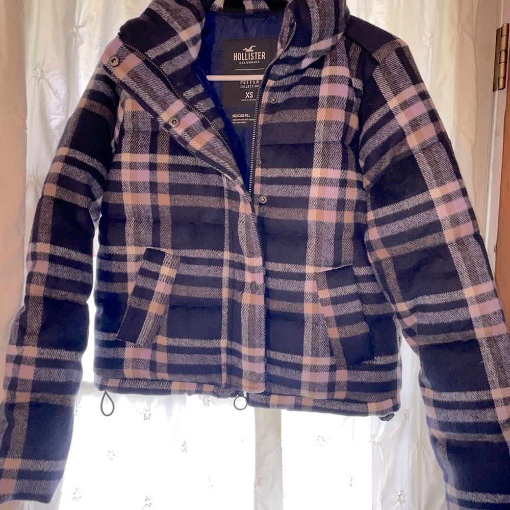 Hollister plaid puffer collection jacket XS